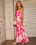 Sun Meadow Strapless Tropical Floral Maxi Dress
