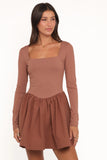 Sheena Long Sleeve Mini Dress Mocha