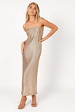 Liza Pleated Maxi Dress Gold
