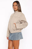 Watchin Out Faux Suede Bomber Jacket Sand