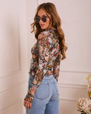 Garden Muse Floral Mesh Mockneck Top