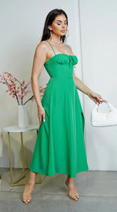 Ellena Slit Midi Dress Green