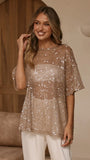 Varni Oversized Sequins Tee Mocha