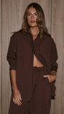 Zaila Long Sleeve Shirt Burgundy White Stripe