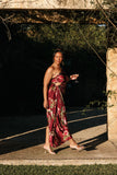 Kleo One Shoulder Maxi Dress Burgundy Floral