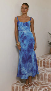 Margo Midi Dress Ocean Blue