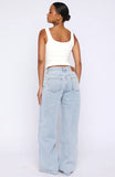 Just My Type Mid Rise Wide Leg Jeans Mid Blue