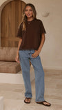 Clare Lace Back T Shirt Chocolate