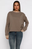 Catch The Drift Long Sleeve Tee Chocolate Tan Stripe