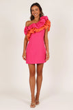 Phoebe One Shoulder Mini Dress Pink Orange