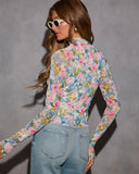 Kathleen Floral Mesh Mockneck Top