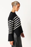 Avalynn Striped Knit Sweater Black White