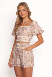 Davina Belted Shorts Cream Multi