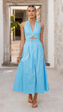 Wesley Halter Neck Maxi Dress Blue