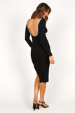 Louise Scoop Back Embellished Midi Dress Black