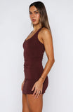 Parting Ways Halter Mini Dress Burgundy