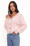 Amelia Oversize Collar Button Cardigan Pink