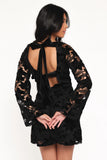 Cynthia Velvet Lace Mini Dress Black