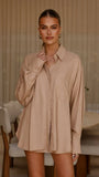 Charla Button Up Top Mocha