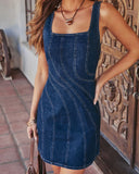 Jovianna Pintuck Denim Mini Dress