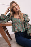 Kenny Top Green Paisley Floral