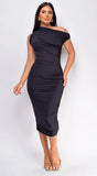 Naima Black Off Shoulder Midi Dress