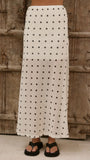 Onella Semi Sheer Maxi Skirt Cream Black Polka Dot