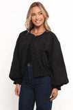 Yuki Tonal Embroidered Flower Jacket Black