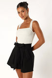 Maya High Waisted Paperbag Shorts Black