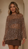 Zahni Sequins Long Sleeve Top Mocha