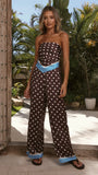 Harley Scarf Top and Pants Set Brown Polka