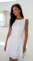 Helena Boat Neck Mini Dress White