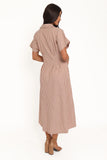 Eilis Short Sleeve Button Down Maxi Dress Brown Stripe