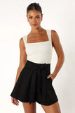 Maya High Waisted Paperbag Shorts Black