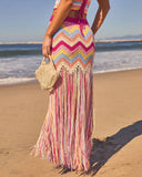 Horizon Honey Fringe Crochet Maxi Skirt
