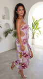 Violessa Floral Ruffle Cutout Maxi Dress Lavender Multi