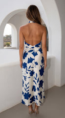 Coastal Muse Floral Maxi Dress Blue Multi