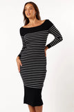 Baxtor Off the Shoulder Midi Dress White Black