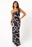 Remmie Strapless Maxi Dress Black White