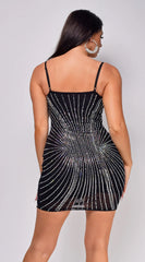 Carmel Black Rhinestone Mini Dress
