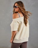 Empower Luxe Short Sleeve Off The Shoulder Sweatshirt