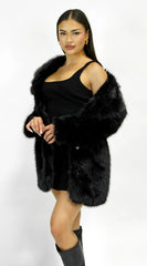 Cascade Faux Fur Coat Black