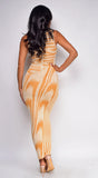 Sofia Abstract Maxi Dress Orange
