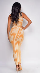 Sofia Abstract Maxi Dress Orange