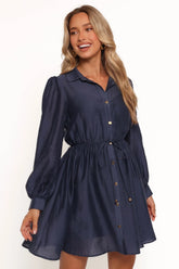 Everett Long Sleeve Mini Dress Navy