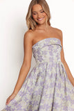 Rhea Strapless Midi Dress Sage Floral