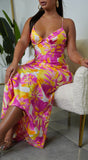 Agave Multi Floral Maxi Dress Pink