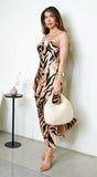 Bronwyn Strapless Bias Cut Maxi Dress Brown
