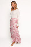 Velda Ruched Maxi Skirt Pink Floral