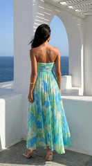 Sola Floral Strapless Maxi Dress Blue Multi